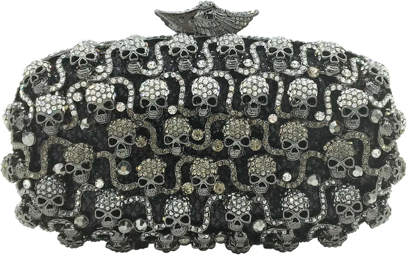Boutique De FGG Skull Crystal Clutch Purse for Women Formal Rhinestone Clutch Evening Bag Halloween Minaudiere Handbag,Mini