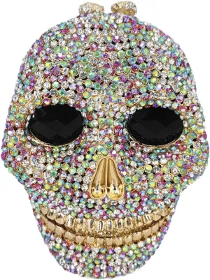 Boutique De FGG Skull Crystal Clutch Purse for Women Formal Rhinestone Clutch Evening Bag Halloween Minaudiere Handbag,Mini