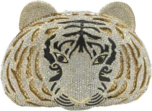 Boutique De FGG Tiger Clutch Purse for Women Animal Crystal Evening Bag Formal Party Rhinestone Handbag Prom Clutch Bag,Mini