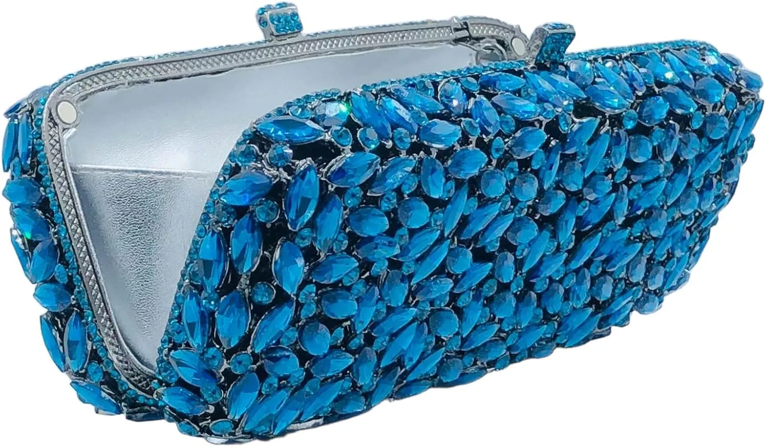 Boutique De FGG Women Crystal Clutch Bag Minaudiere Box Handbag Party Prom Rhinestone Clutch Purse Wedding Bag, Mini