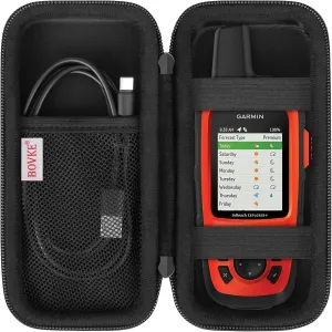 BOVKE Carrying Case for Garmin GPSMAP 64sx/66i/67/67i/66sr/66s/65s/78sc, Garmin inReach Explorer  Hiking Handheld GPS and Satellite Communicator, Mesh Bag fit USB Cable and Accessories, Black Black