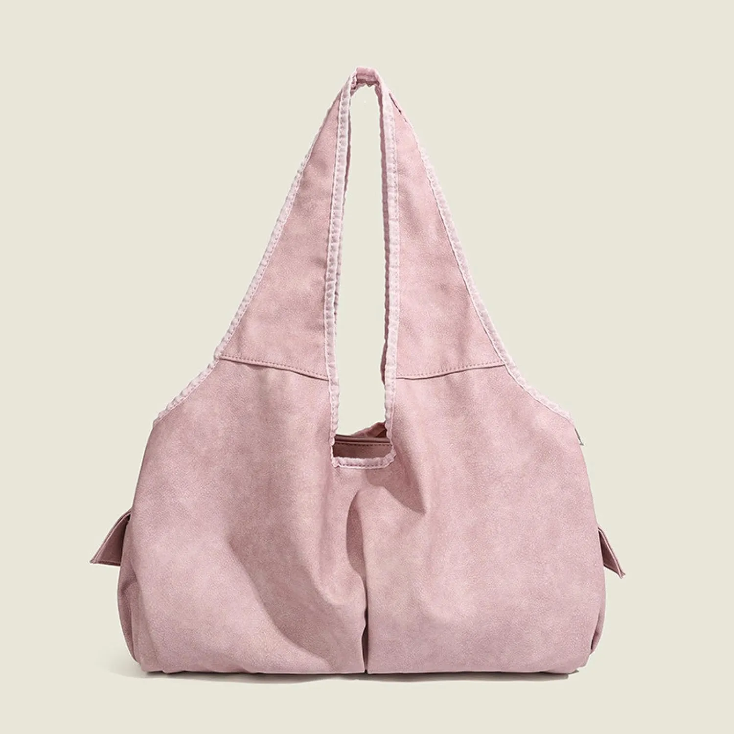 Bow Embellished Large-capacity Tote Shoulder Bag, Pink