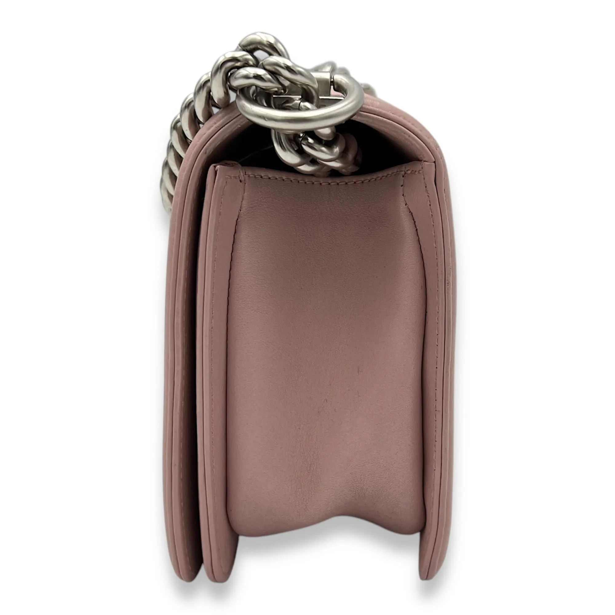 Boy Crossbody Bag Medium Pink in Calfskin, Silver hardware