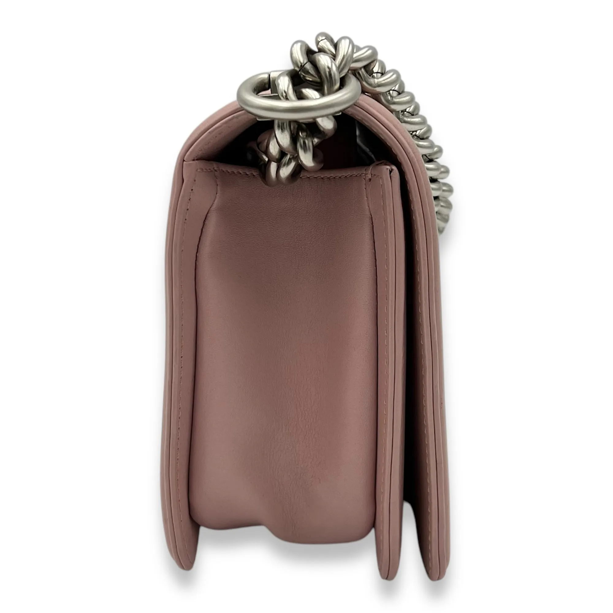 Boy Crossbody Bag Medium Pink in Calfskin, Silver hardware