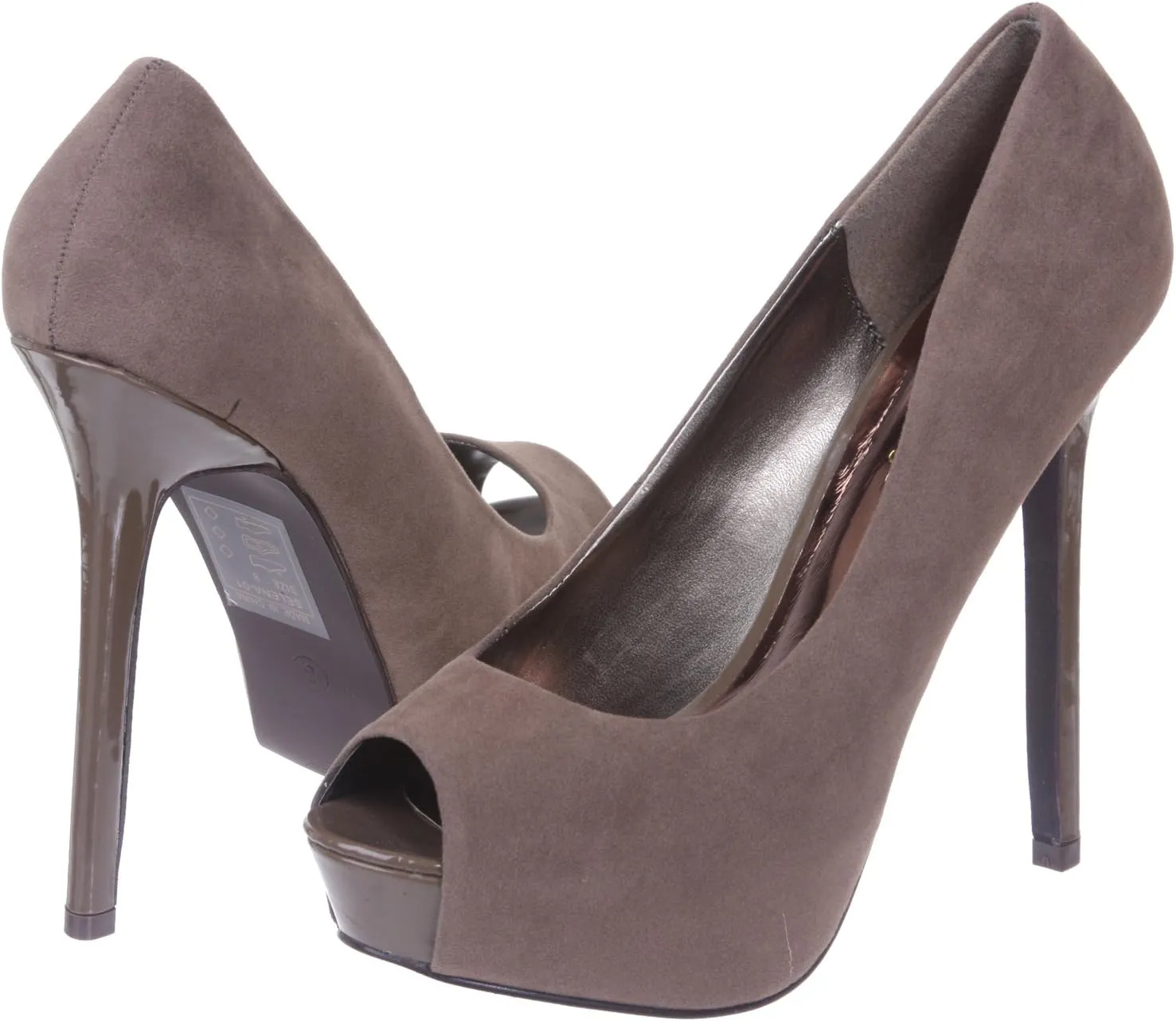 Breckelle's Women's High Heel Suede Platform Open Toe Pumps