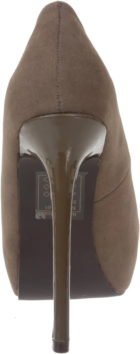 Breckelle's Women's High Heel Suede Platform Open Toe Pumps