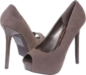 Breckelle's Women's High Heel Suede Platform Open Toe Pumps