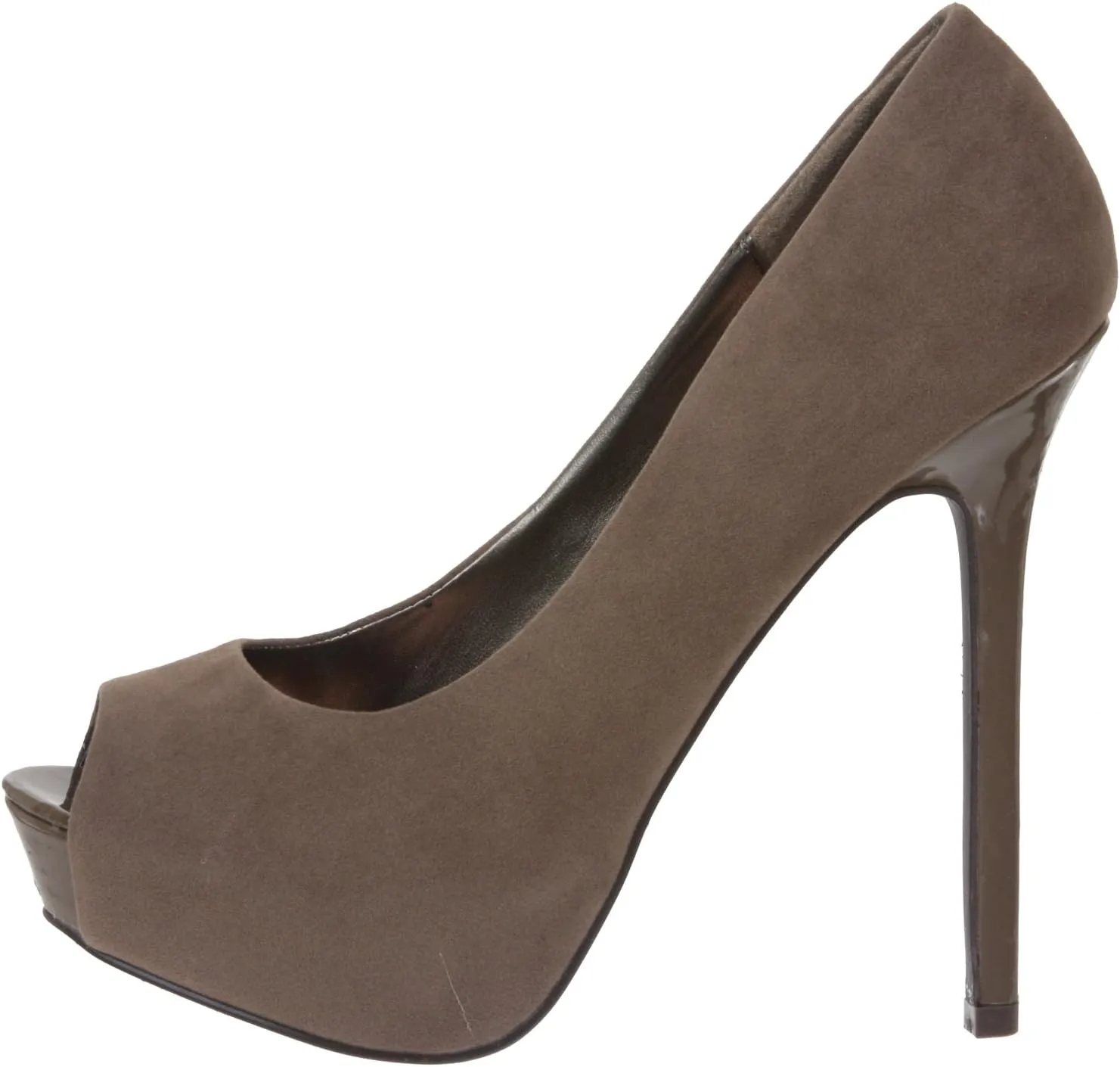 Breckelle's Women's High Heel Suede Platform Open Toe Pumps