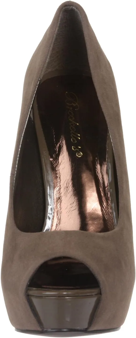 Breckelle's Women's High Heel Suede Platform Open Toe Pumps
