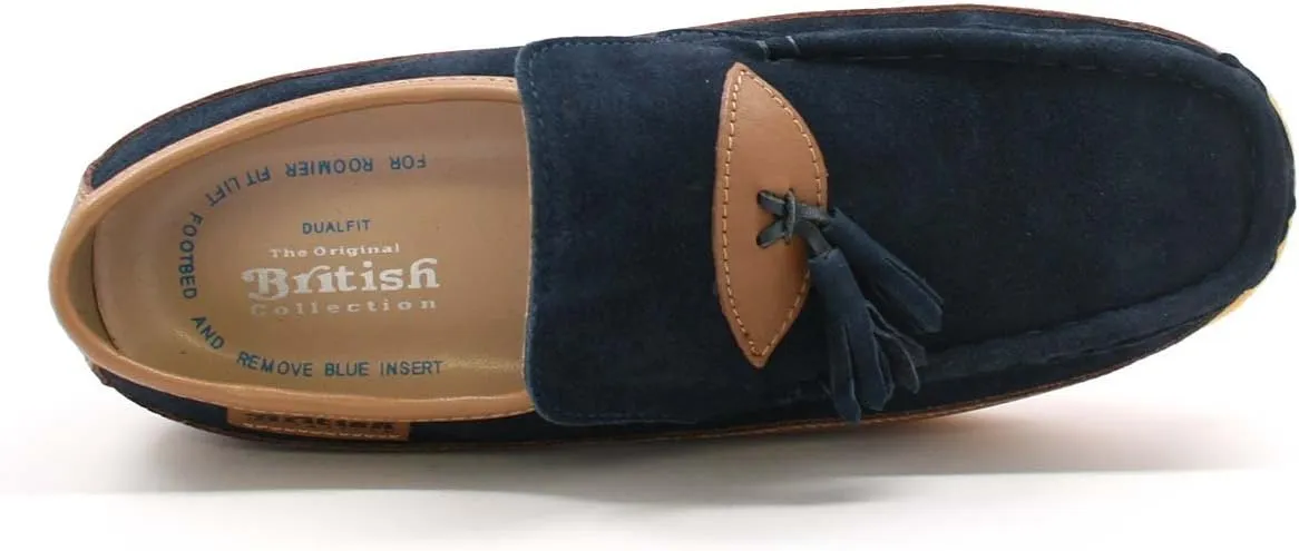 British Collection King Old School Slip On Black Suede Shoes