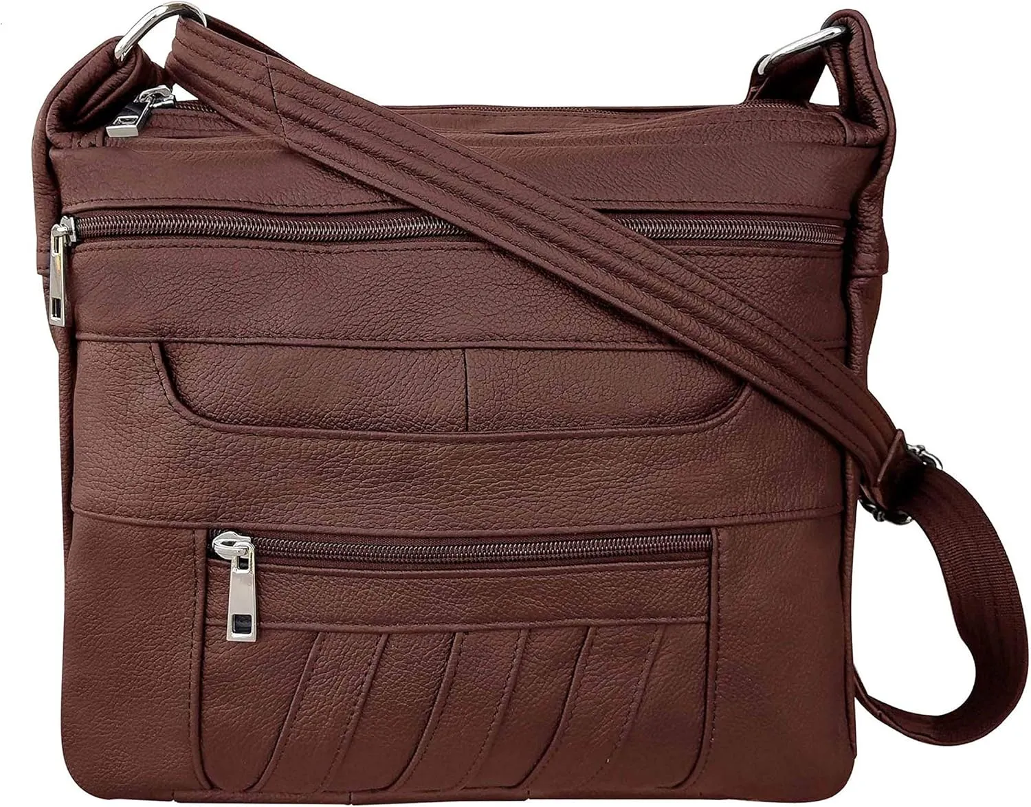 Brown Leather Concealed Carry Handbag Roma 7082