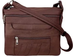 Brown Leather Concealed Carry Handbag Roma 7082