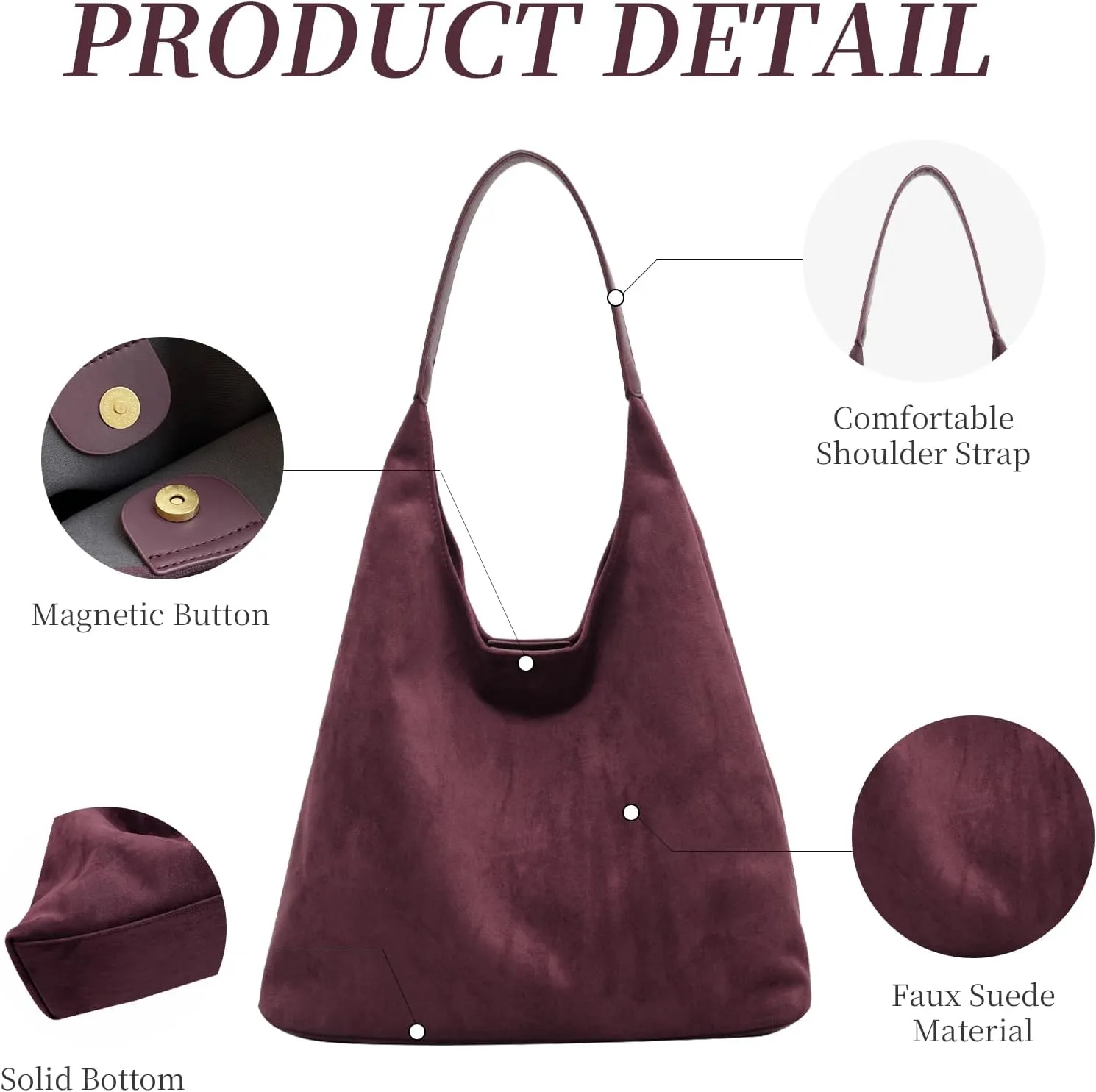 Brown Suede Bags for Women 2025 Suede Tote Bag Retro Suede Slouchy Bag Brown Suede Women's Shoulder Bag
