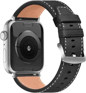 Calf Leather Band Compatible with Apple Watch Bands Series 10 9 8 7 6 5 4 3 2 1 Ultra SE for iWatch 49mm 46mm 45mm 44mm 42mm 41mm 40mm 38mm Top Genuine Calfskin Wristband Replacement Strap
