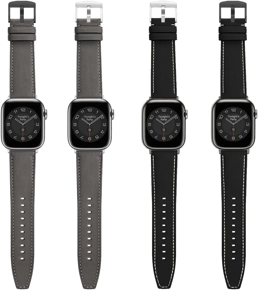 Calf Leather Band Compatible with Apple Watch Bands Series 10 9 8 7 6 5 4 3 2 1 Ultra SE for iWatch 49mm 46mm 45mm 44mm 42mm 41mm 40mm 38mm Top Genuine Calfskin Wristband Replacement Strap