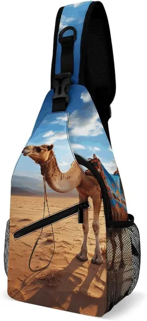 Camel Sky Crossbody Sling Bag for Women Men Sling Backpack Travel Chest Bag Pack Man Purse Shoulder Bags Daypack for Travel Hiking Cycling