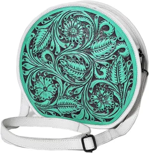 Canteen Hand Tooled Genuine Leather Women Bag Western Handbag Purse