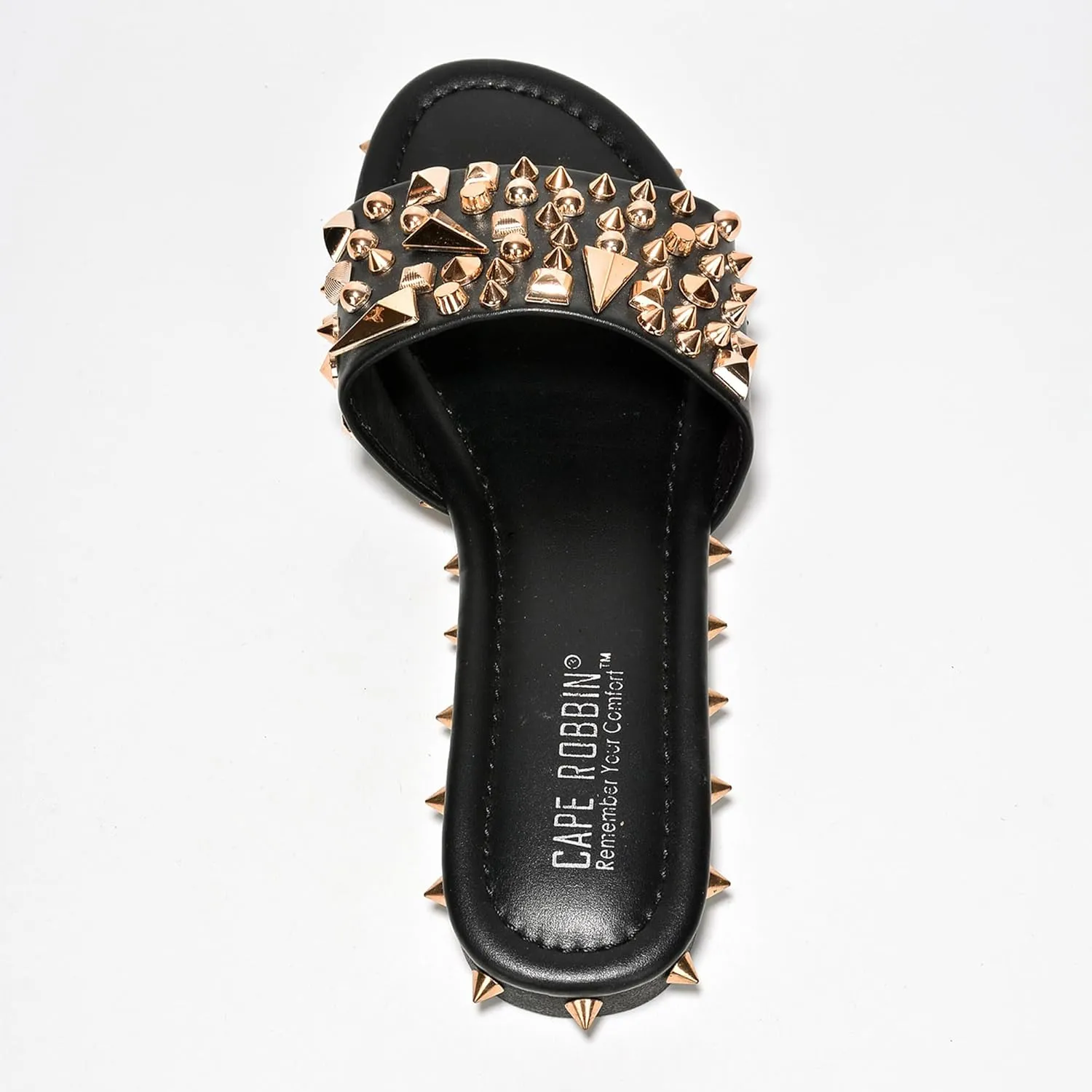 Cape Robbin Tonie Spike and Stud Adorned Flat Sandals (Tonie)