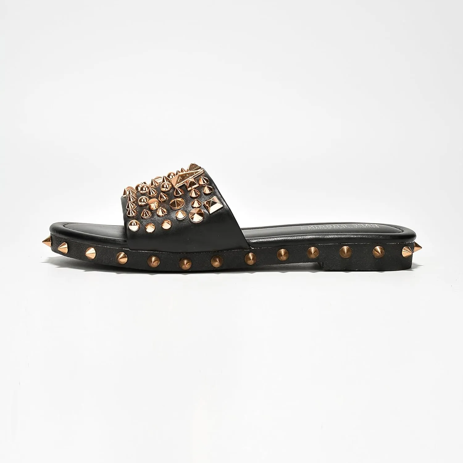 Cape Robbin Tonie Spike and Stud Adorned Flat Sandals (Tonie)