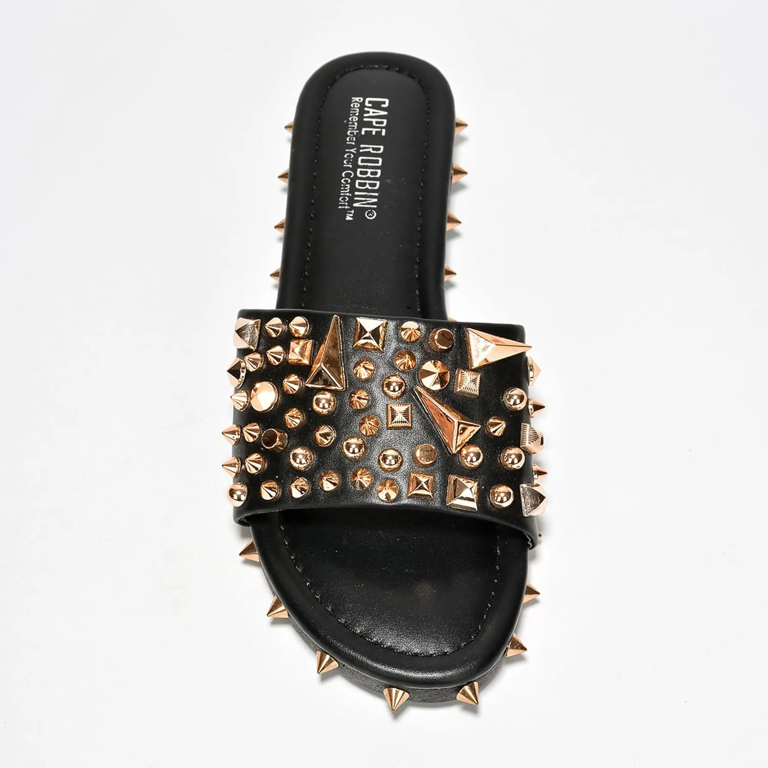 Cape Robbin Tonie Spike and Stud Adorned Flat Sandals (Tonie)