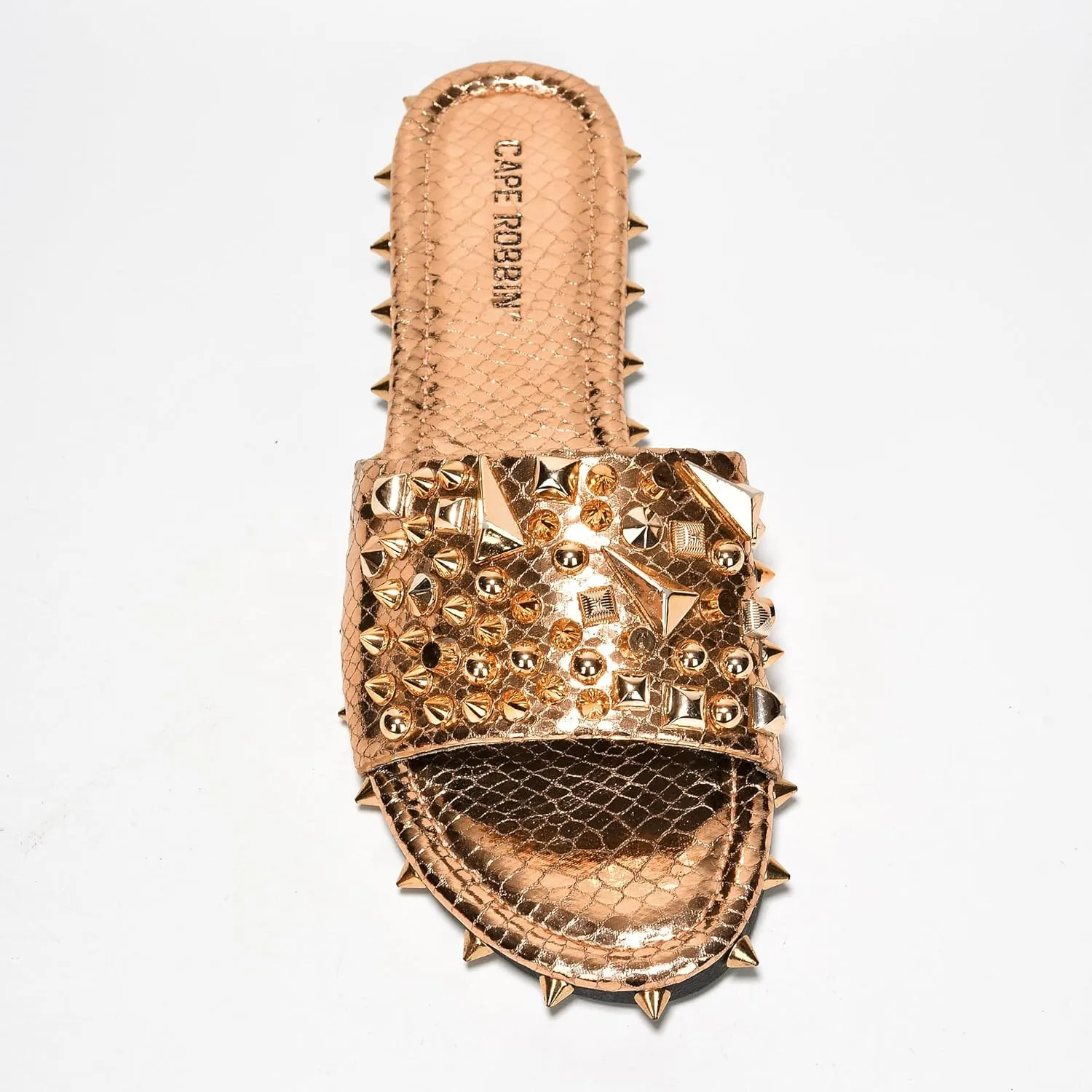 Cape Robbin Tonie Spike and Stud Adorned Flat Sandals (Tonie)