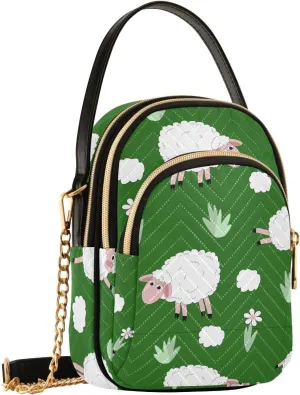 Cartoon Sheep Flower Crossbody Bags for Women Small Sling Cross Body Bag Fanny Packs Mini Phone Walley Purse