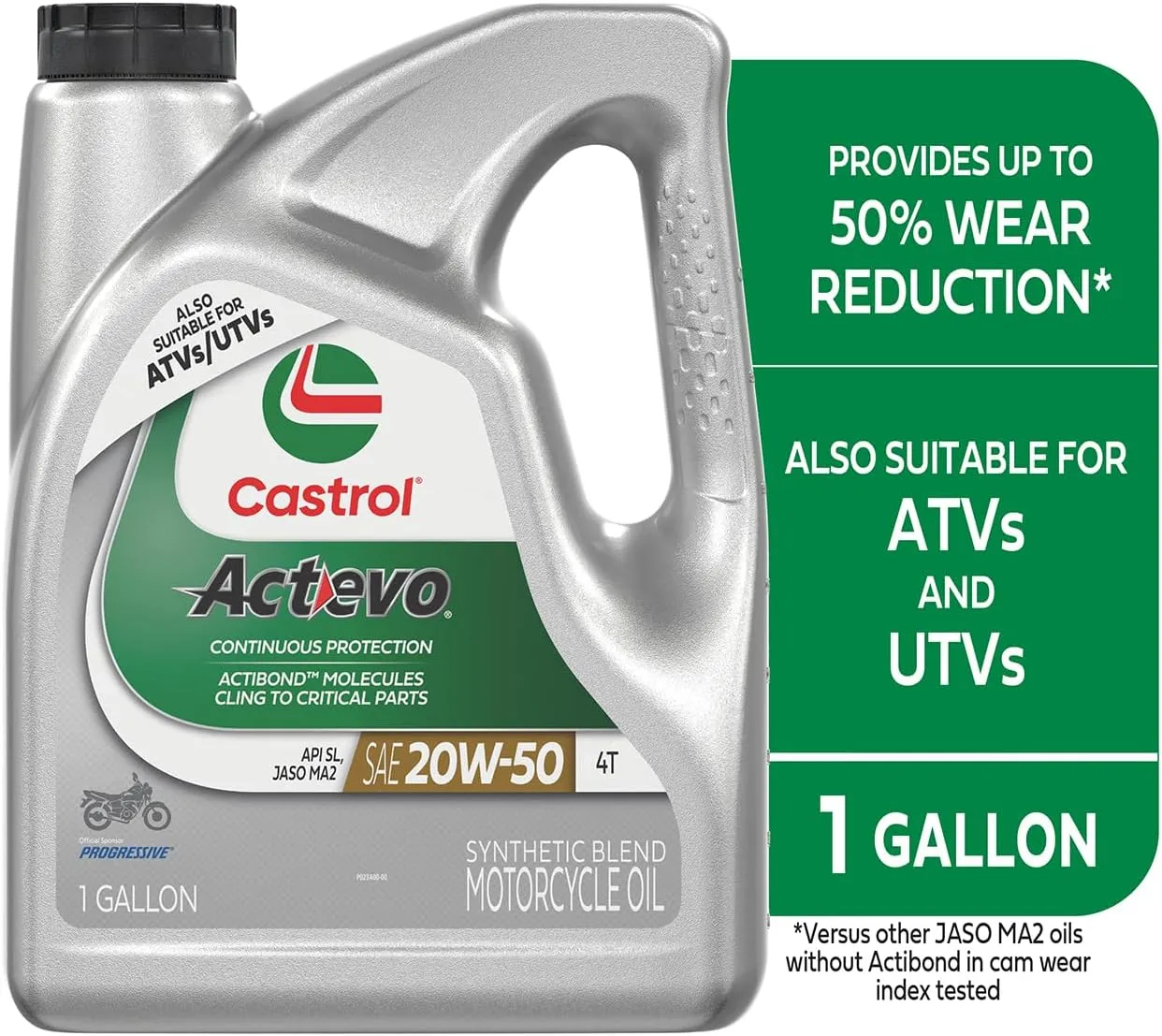 Castrol Actevo 4T 20W-50 Synthetic Blend Motorcycle Oil, 1 Gallon, Pack of 3
