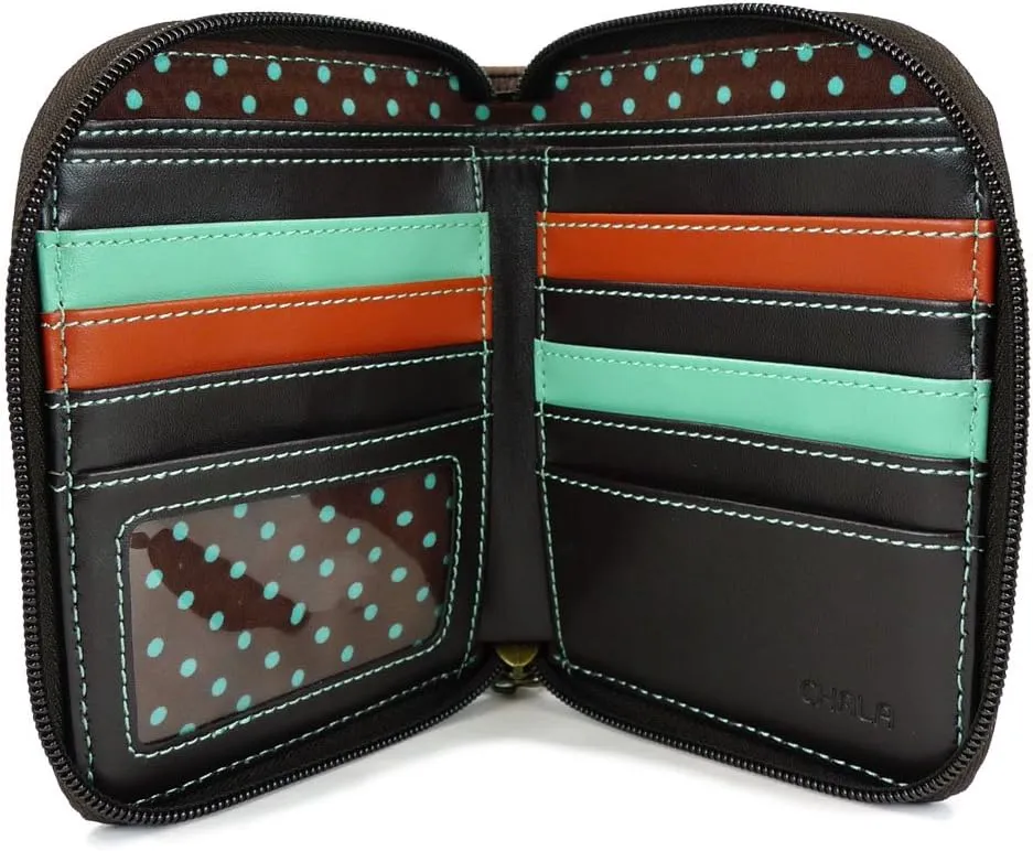 CHALA Zip Around Wallet, Wristlet, 8 Credit Card Slots, Sturdy Pu Leather