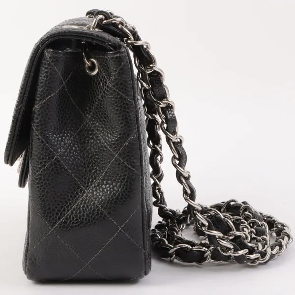 Chanel Around 2005 Made Caviar Skin Classic Flap Chain Bag Mini Black