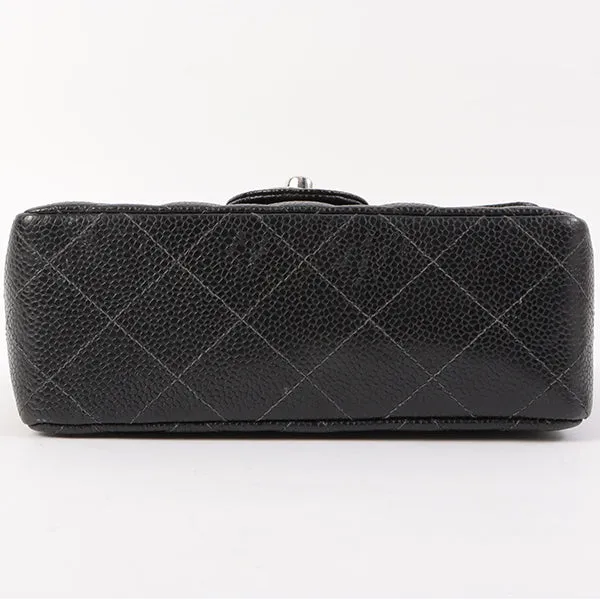 Chanel Around 2005 Made Caviar Skin Classic Flap Chain Bag Mini Black