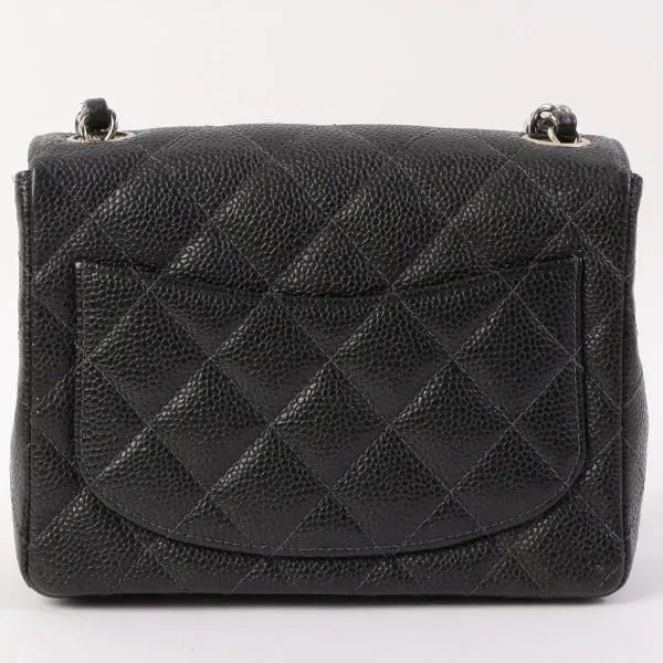 Chanel Around 2005 Made Caviar Skin Classic Flap Chain Bag Mini Black
