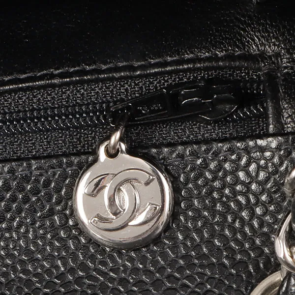 Chanel Around 2005 Made Caviar Skin Classic Flap Chain Bag Mini Black