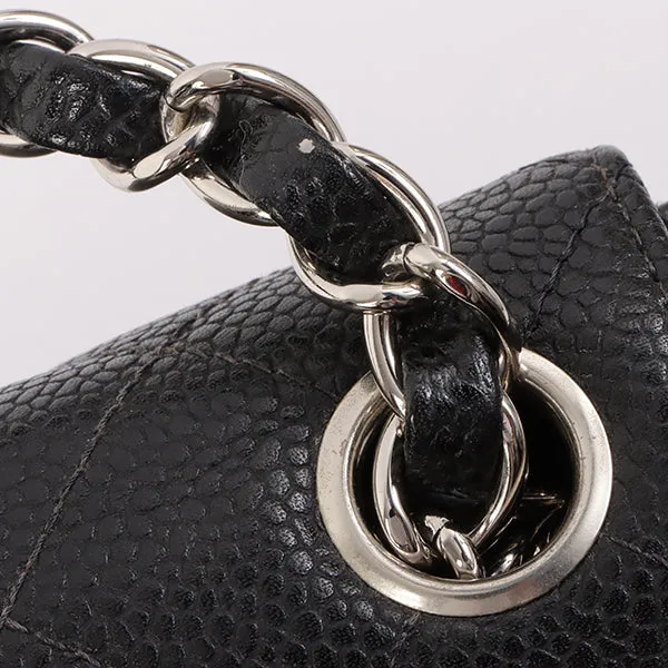 Chanel Around 2005 Made Caviar Skin Classic Flap Chain Bag Mini Black