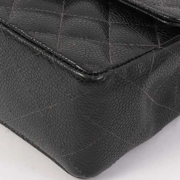 Chanel Around 2005 Made Caviar Skin Classic Flap Chain Bag Mini Black