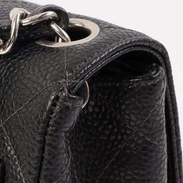 Chanel Around 2005 Made Caviar Skin Classic Flap Chain Bag Mini Black