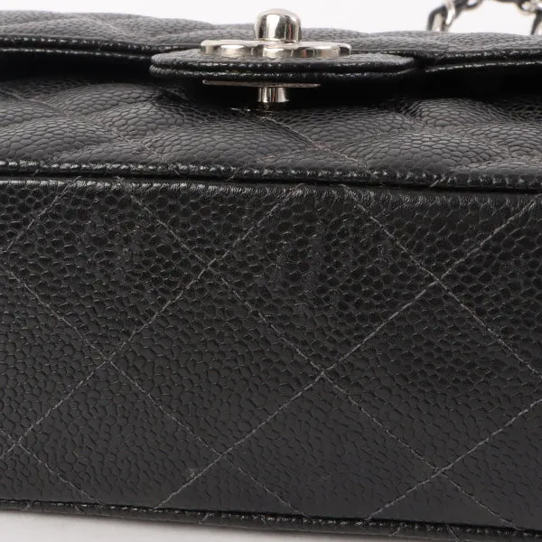 Chanel Around 2005 Made Caviar Skin Classic Flap Chain Bag Mini Black