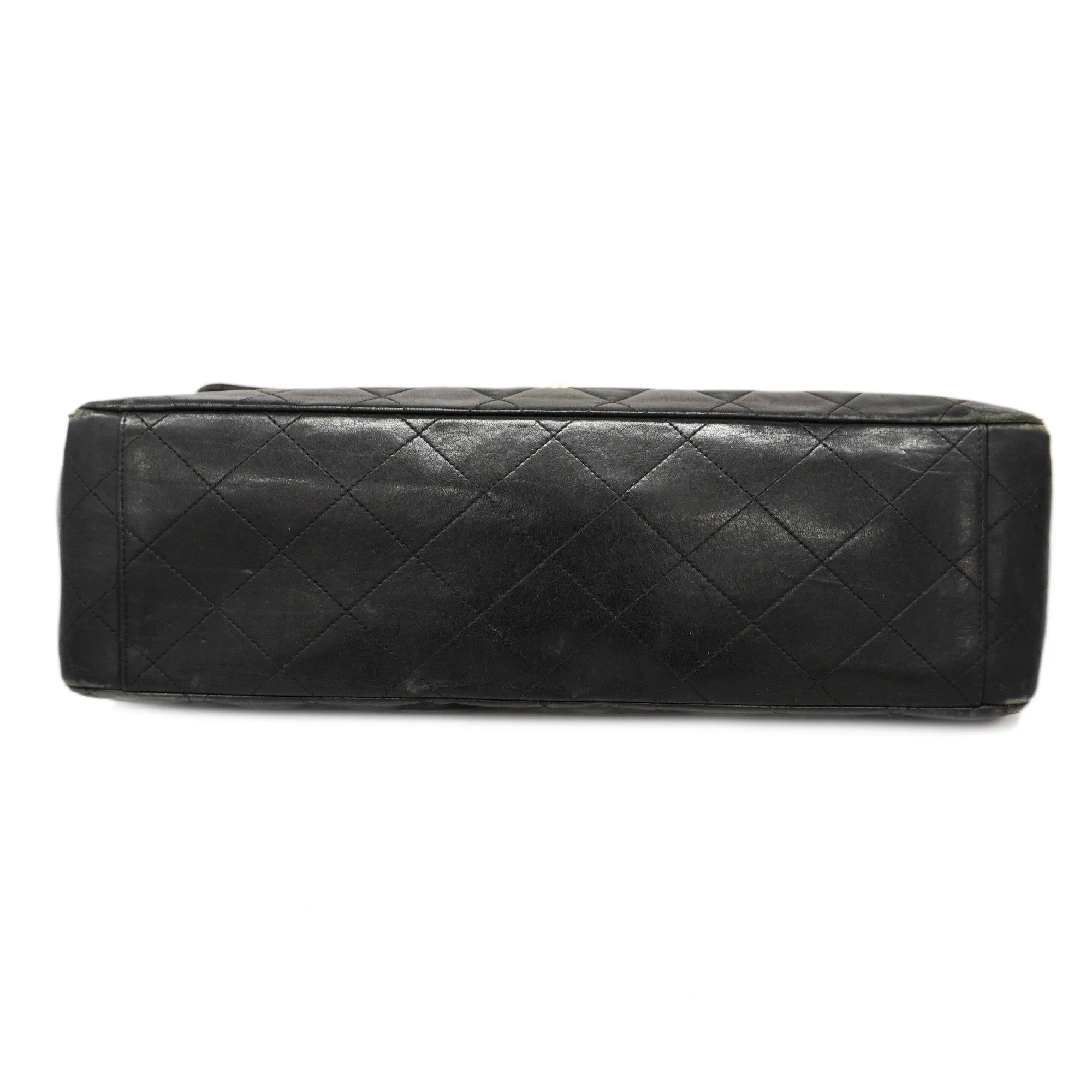 CHANEL  Big Matelasse W Chain Women's Leather Shoulder Bag Black