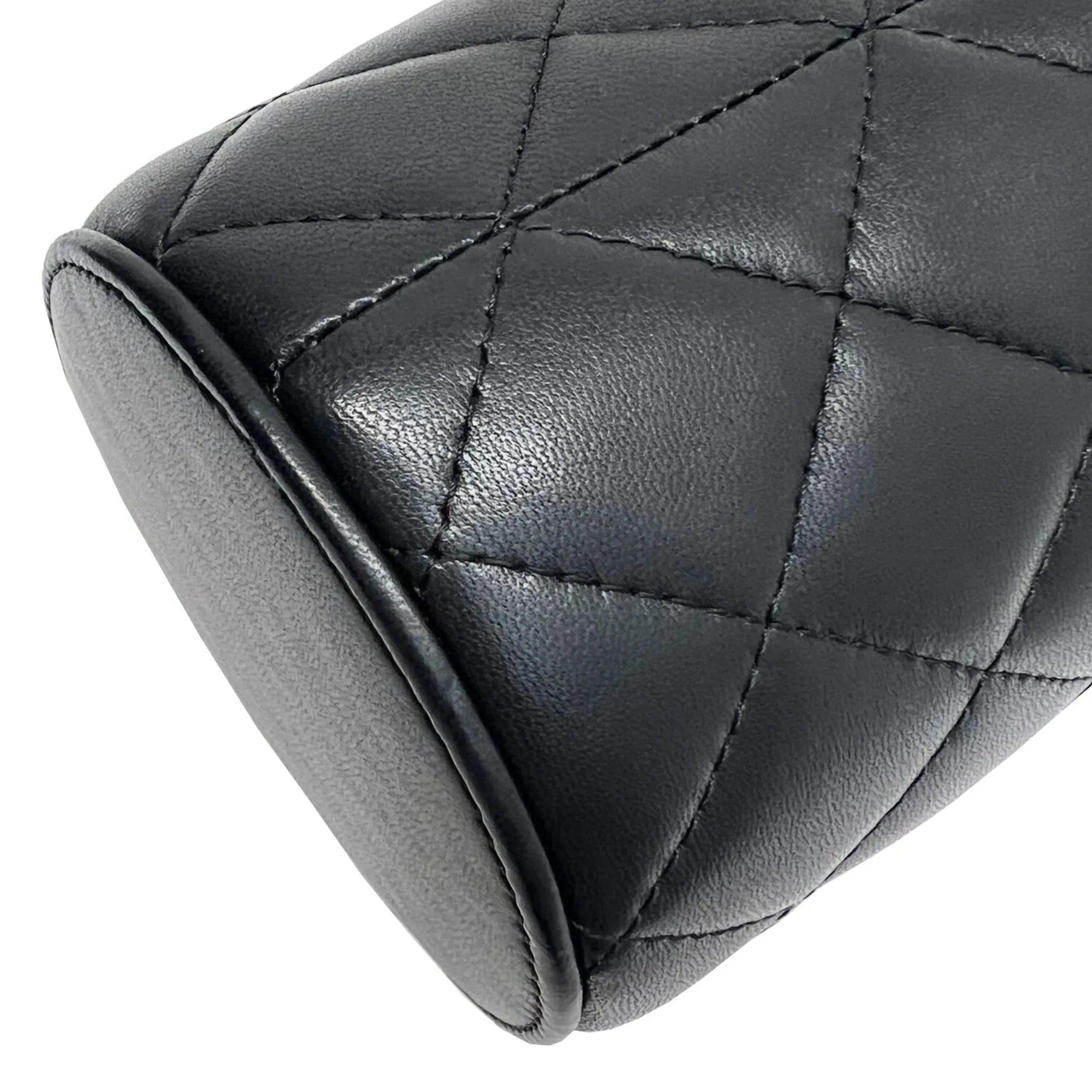 CHANEL Bucket Shoulder Bag Chain Lambskin Black Gold 3 Ladies