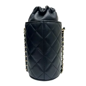 CHANEL Bucket Shoulder Bag Chain Lambskin Black Gold 3 Ladies