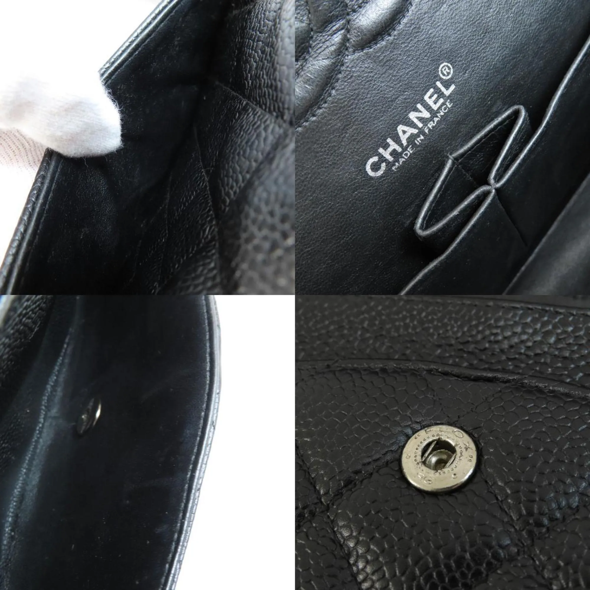 CHANEL Chain Shoulder Matelasse Bag Caviar Skin Women's