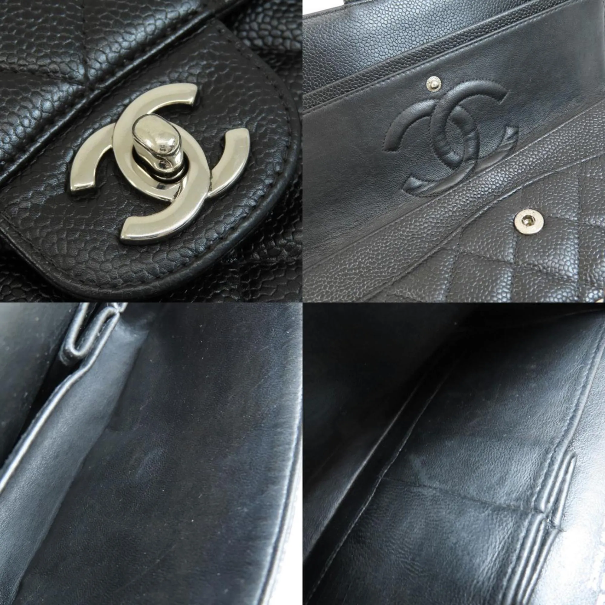 CHANEL Chain Shoulder Matelasse Bag Caviar Skin Women's
