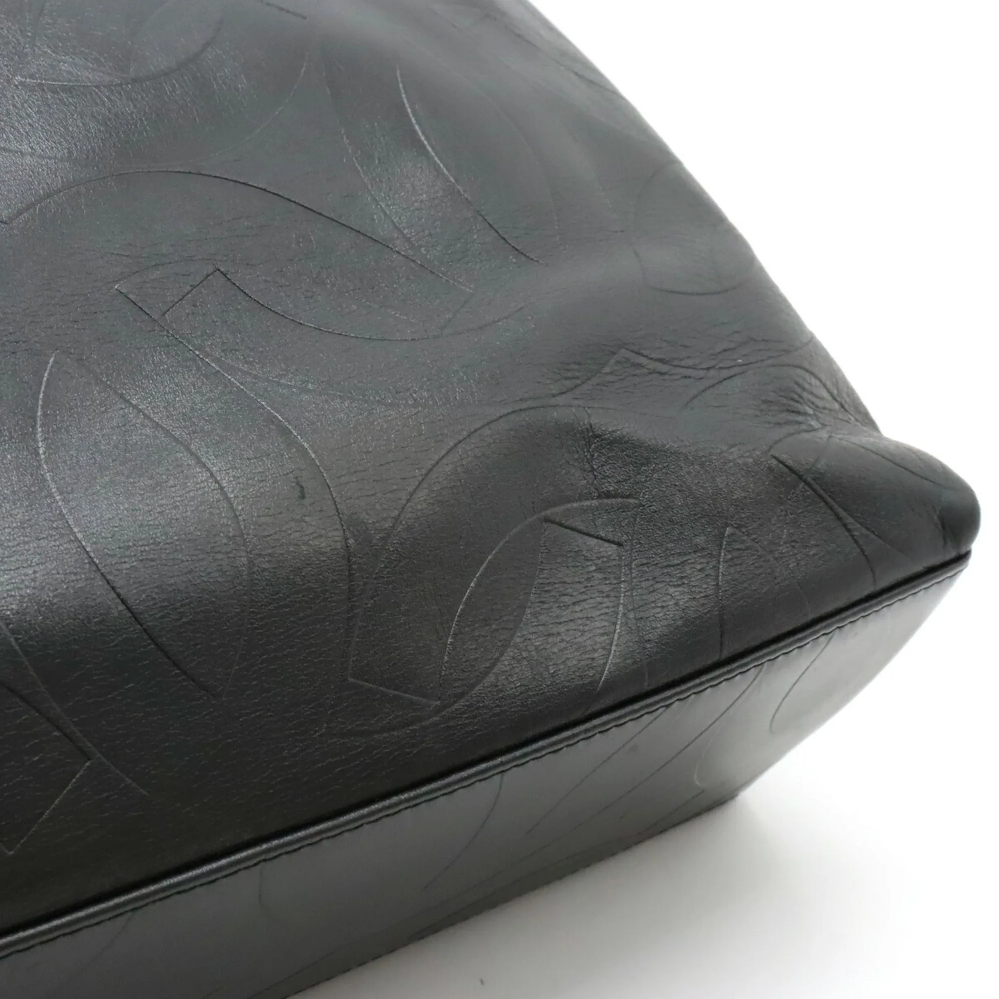 CHANEL Cocomark Tote Bag Shoulder Leather Black