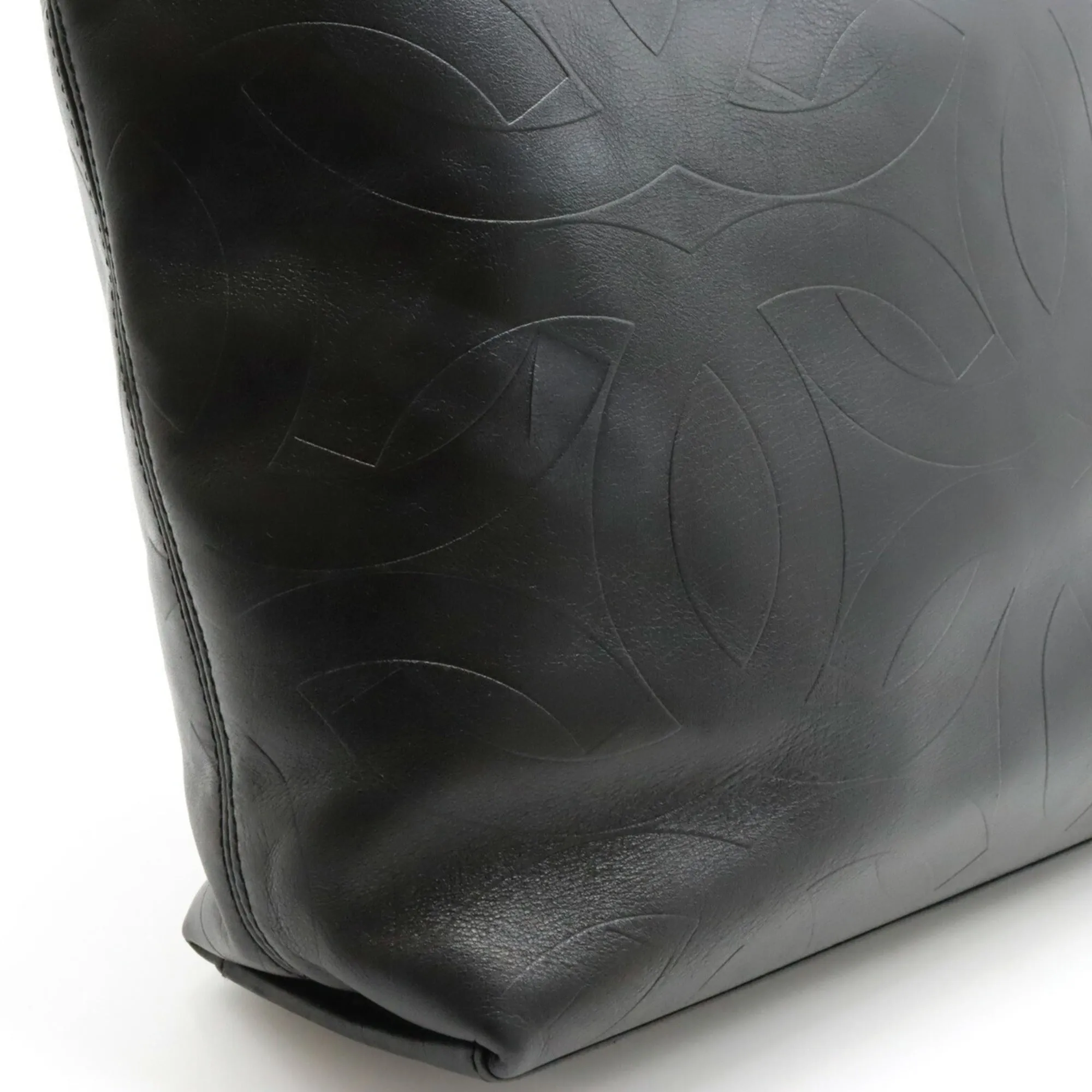 CHANEL Cocomark Tote Bag Shoulder Leather Black