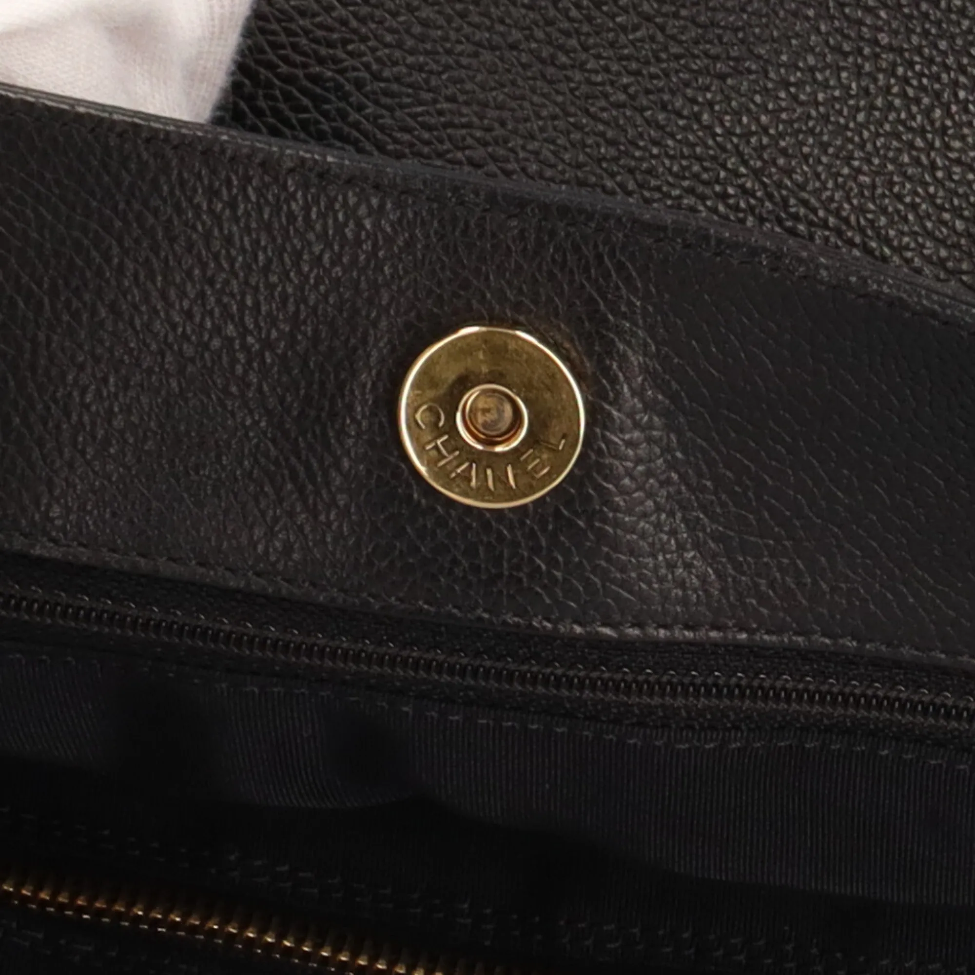CHANEL executive shoulder bag leather black ladies