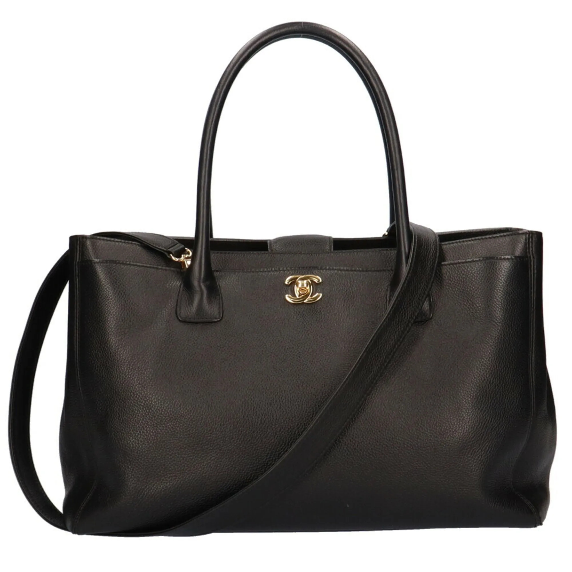 CHANEL executive shoulder bag leather black ladies