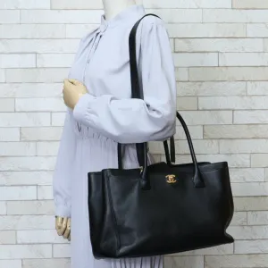 CHANEL executive shoulder bag leather black ladies