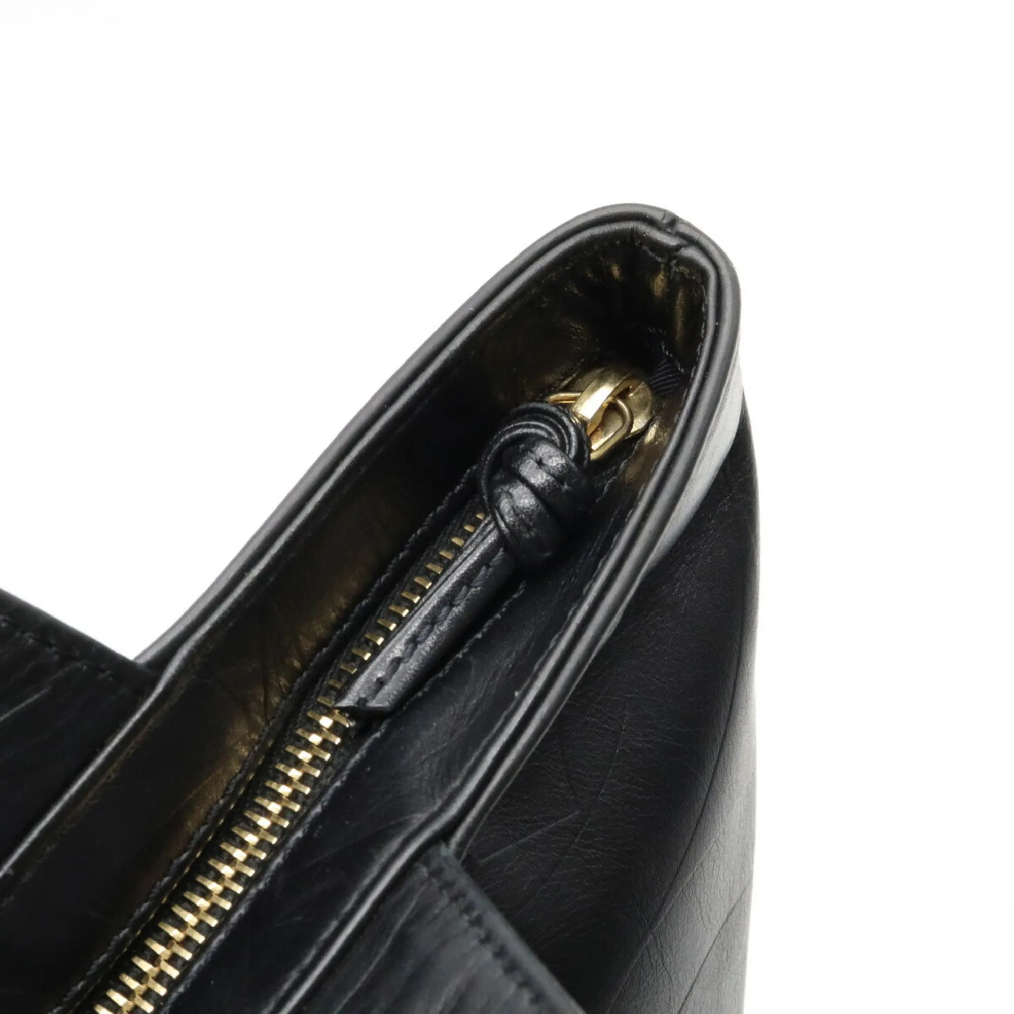 CHANEL here mark type push tote bag large shoulder leather black