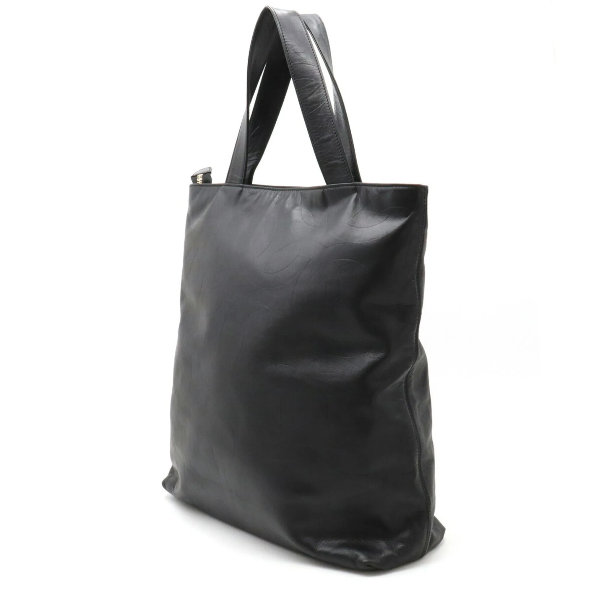 CHANEL here mark type push tote bag large shoulder leather black
