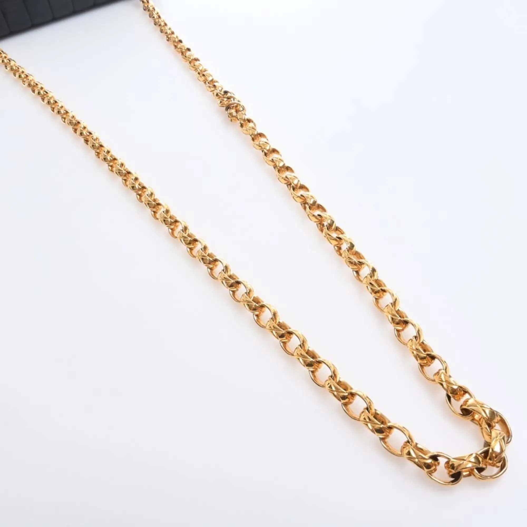 CHANEL Lambskin Coco Mark Chain Shoulder Bag Black Ladies