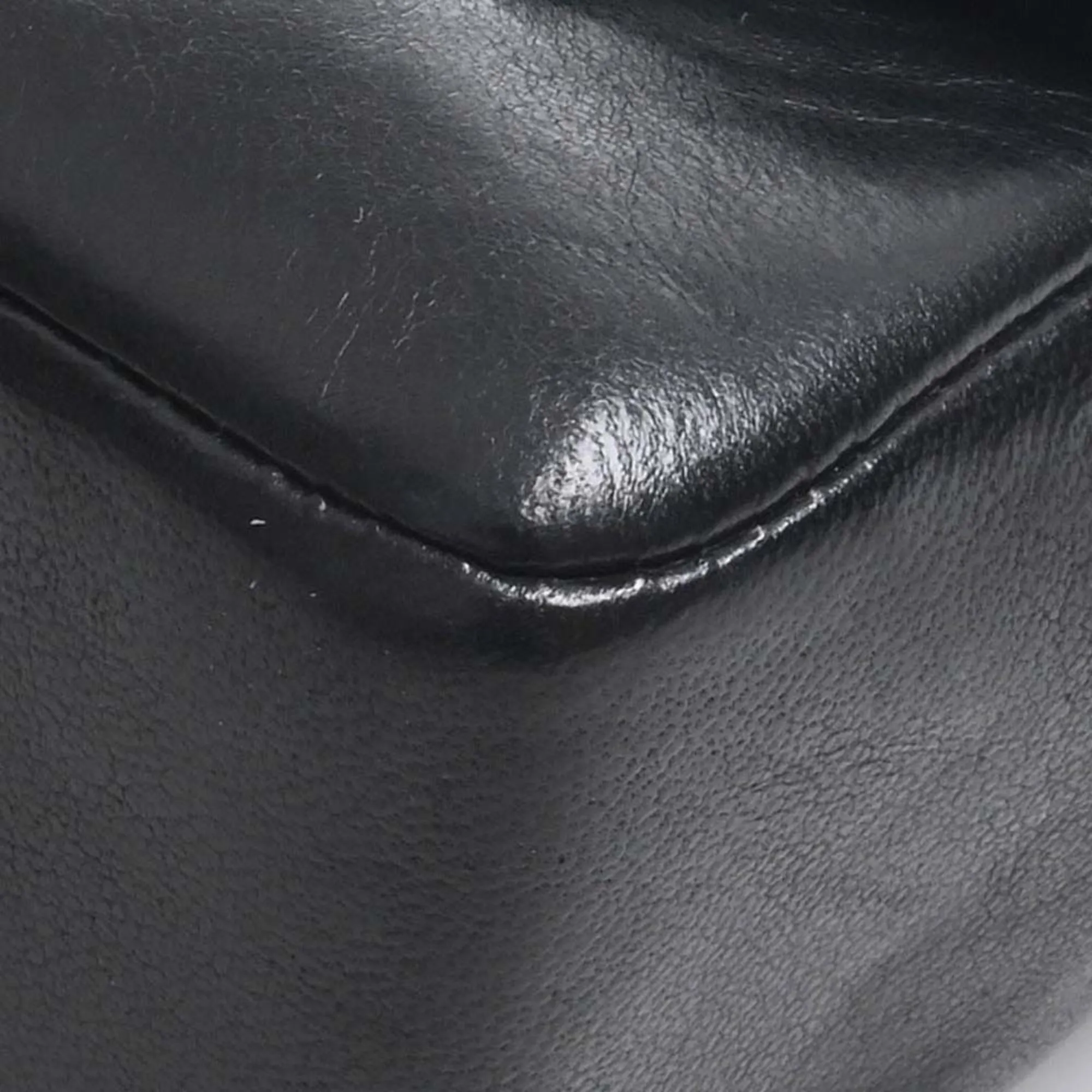 CHANEL Lambskin Coco Mark Chain Shoulder Bag Black Ladies